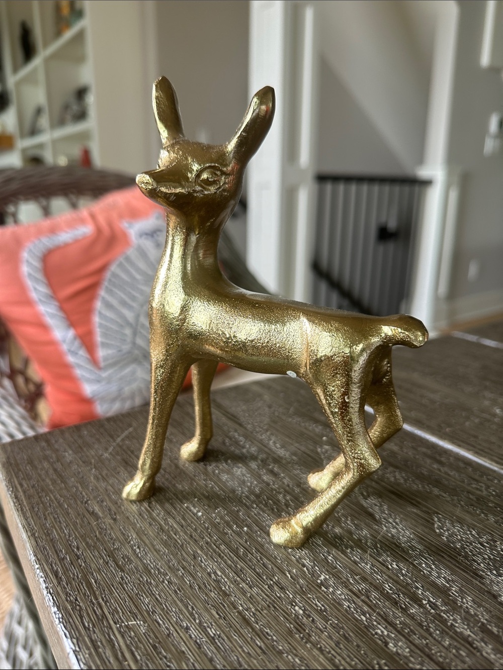 MCM vintage gold brass deer figurine 7x4.5 collectible